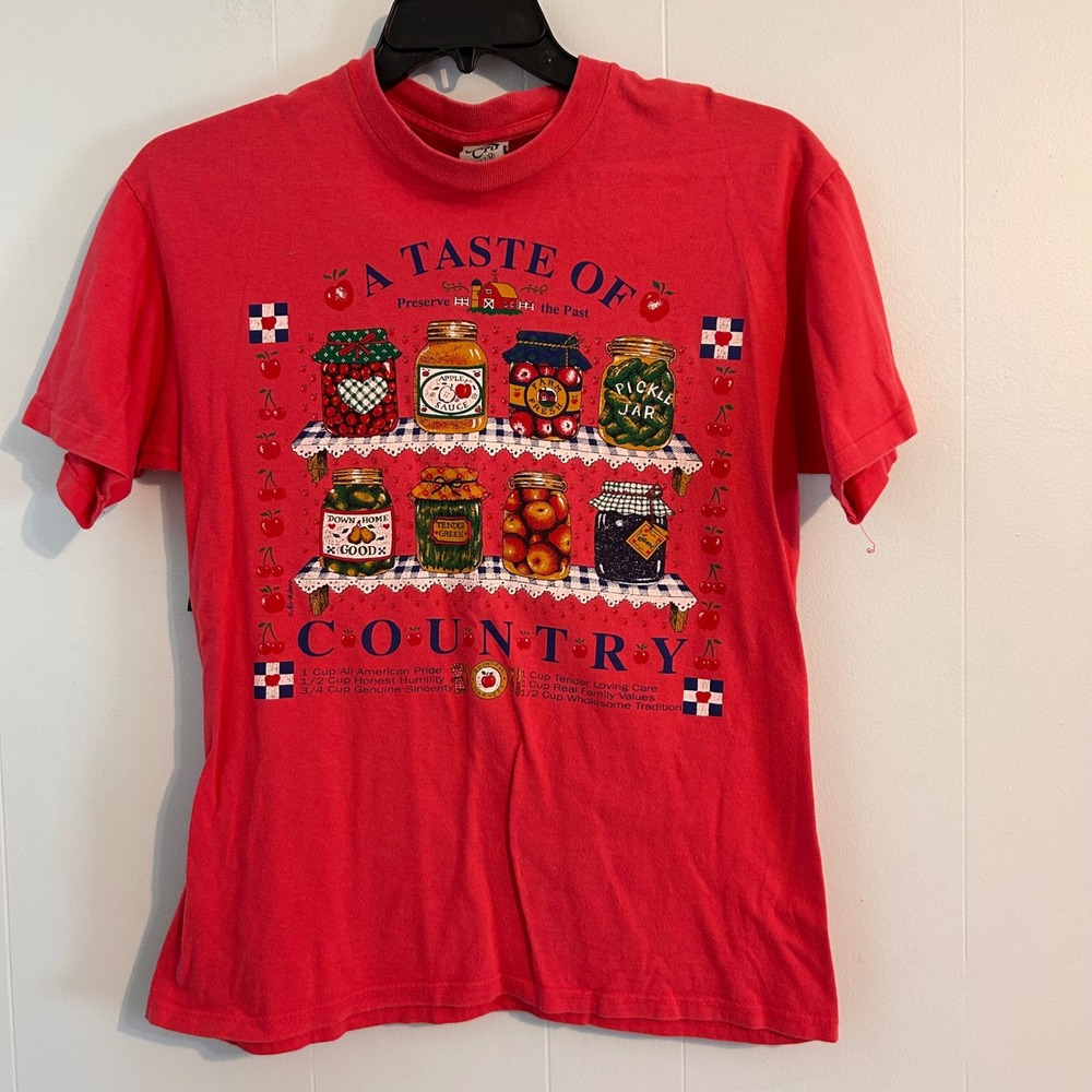 Vintage 90s Cal‎ Cru Red A Taste of Country Mason Jar Graphic T-Shirt Womens M